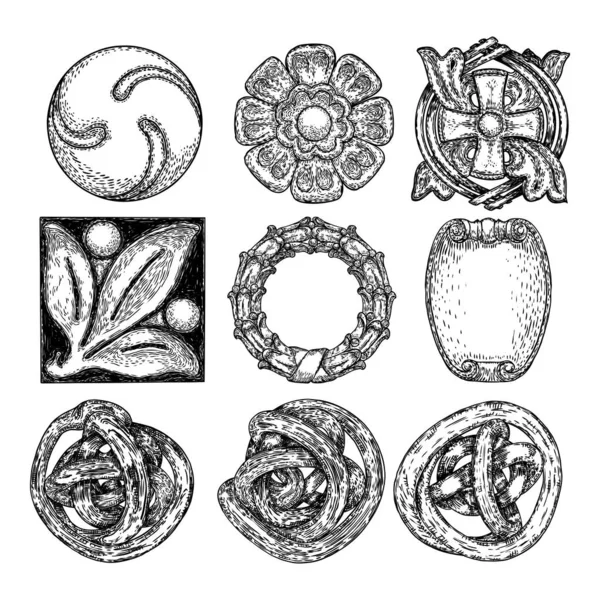 Set Bolas Decorativas Estilo Dibujado Mano Bolas Mágicas Abstractas Orbes — Archivo Imágenes Vectoriales