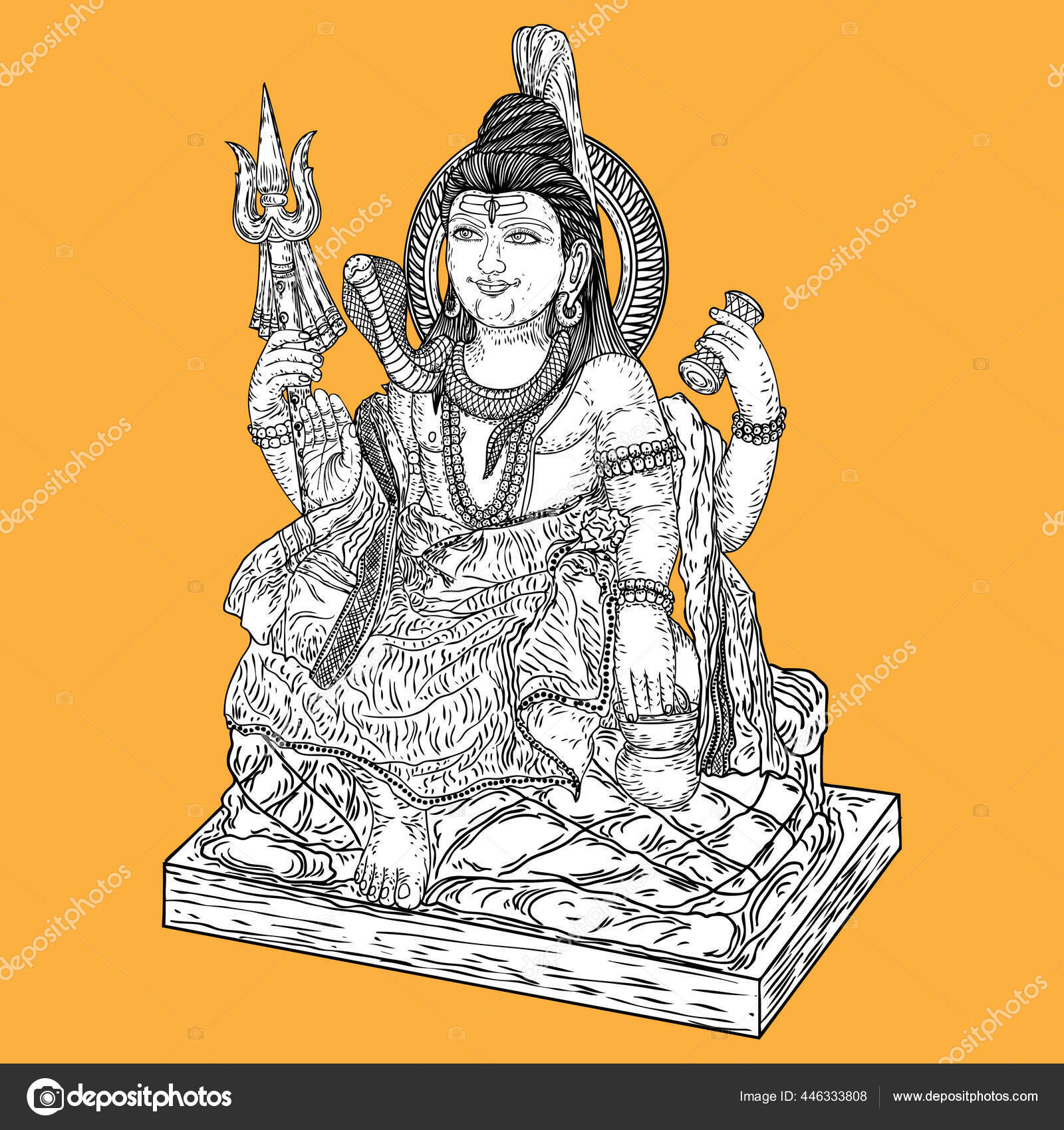 Free Vector | Indian god of hindu for maha shivratri festival sketch card  backgrpound