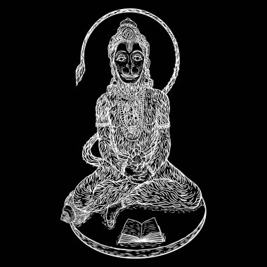 Dussehra 'daki Hindistan Navratri festivali için Lord Hanuman. Arka planda izole edilmiş. Vektör.