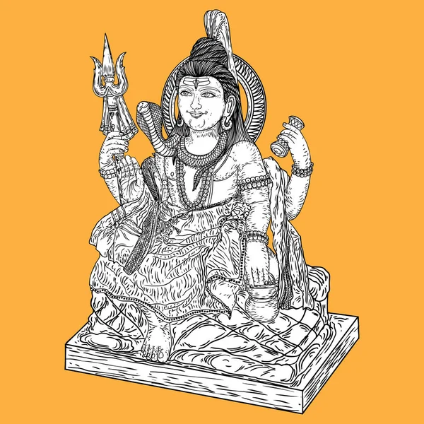 Seigneur Shiva Dessin Main Fond Classique Maha Shiwaratri Festival Maha — Image vectorielle