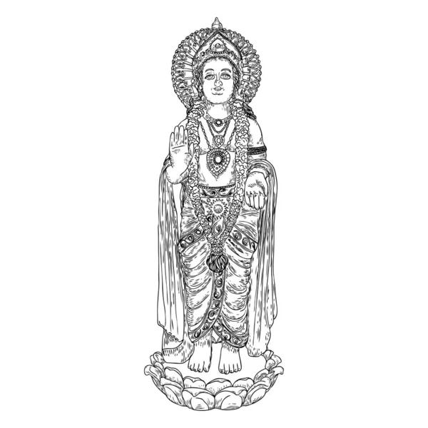 Señor Murugan Dibujo Clásico Estatua Dios Guerra Hijo Shiva Parvati — Vector de stock