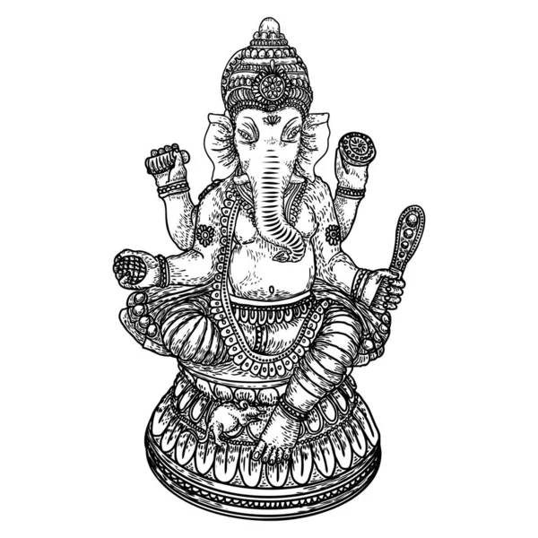 Illustration Dessinée Main Lord Ganpati Pour Fond Festival Ganesh Chaturthi — Image vectorielle