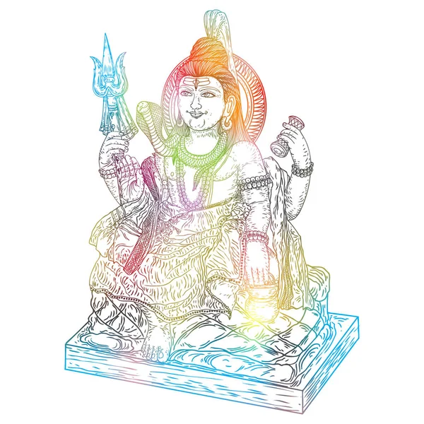 Señor Shiva Dibujado Mano Fondo Clásico Maha Shiwaratri Festival Maha — Vector de stock