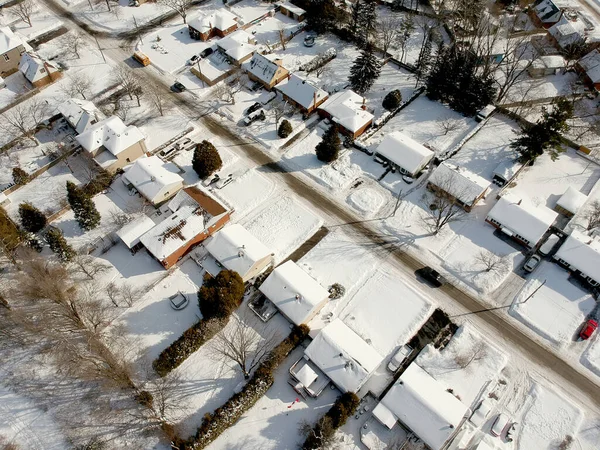 Şehrin Havadan Görünüşü Yüzlerce Kenar Mahallelere Tepeden Bakıyor Kanada Karla — Stok fotoğraf