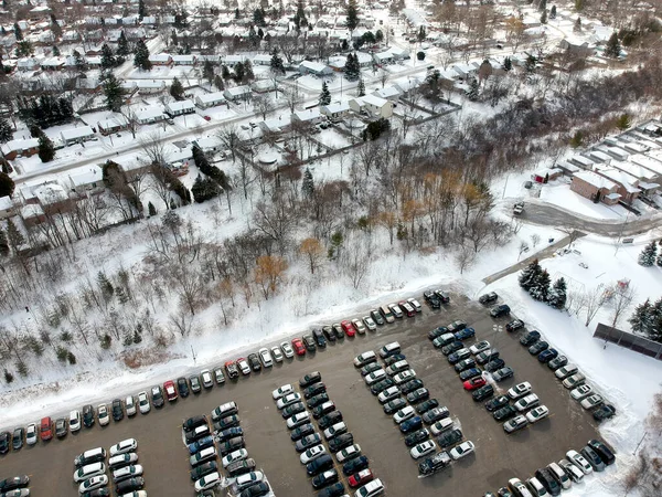 Bilparkering Vintern Sett Ovanifrån Fågelperspektiv Förenta Staterna — Stockfoto