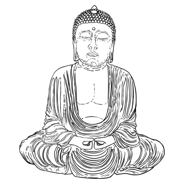 Retrato Espiritual Buda Bodhisattva Buda Gautama Sentado Pose Loto Meditando — Vector de stock