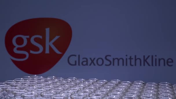 Toronto Ontario Canada February 2021 Gsk Glaxosmithkline Name Blur Vials — Stock Video