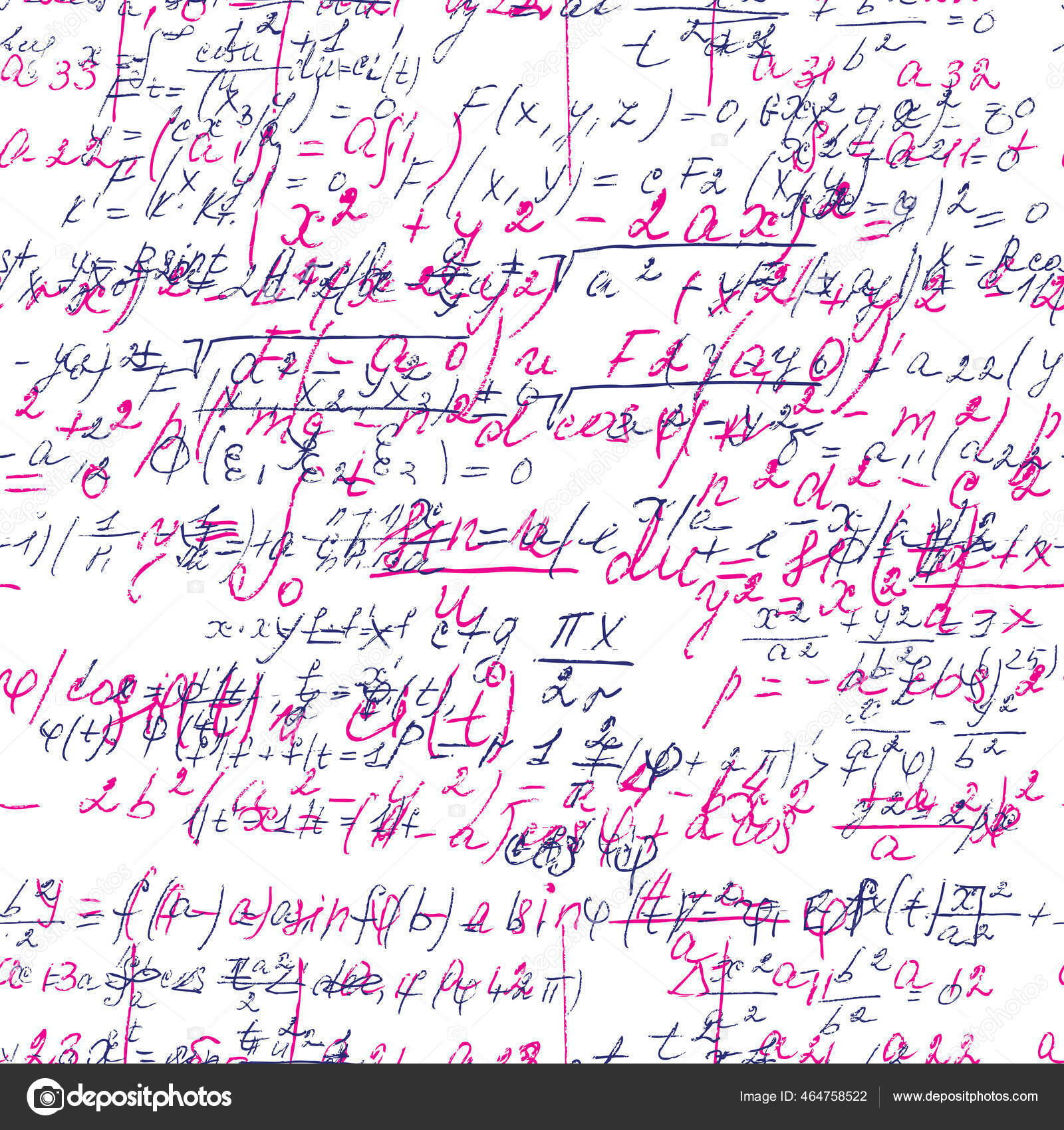 Math Seamless Pattern Endless Pattern Handwriting Various Operations ...