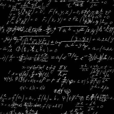 El yazısı matematik ve fizik formülleri olan kusursuz matematik kara tahtası. Vektör 