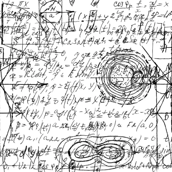 Wiskunde Naadloos Patroon Eindeloos Patroon Met Handschrift Van Verschillende Bewerkingen — Stockvector