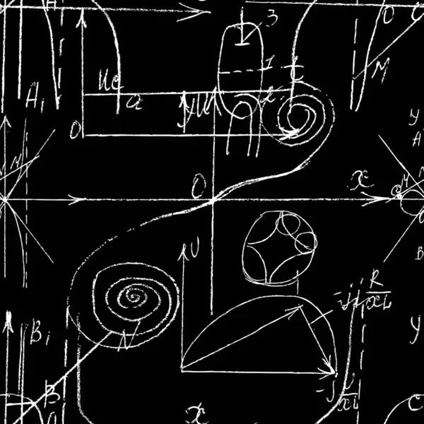 Nahtlos Endloser Musterhintergrund Mit Handgeschriebenen Mathematischen Formeln Mathematischen Beziehungen Oder — Stockvektor