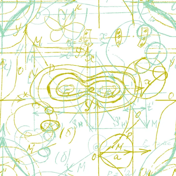 Matematyka Geometria Płynny Wzór Odręcznym Pismem Rysunkiem Różnych Rozwiązań Graficznych — Wektor stockowy