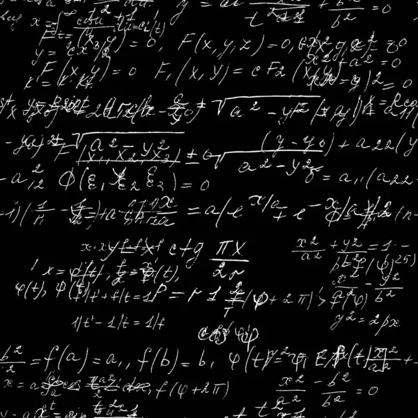 Seamless Math Black Board Handwritten Mathematical Physics Formulas Proves Vector — Stock Vector