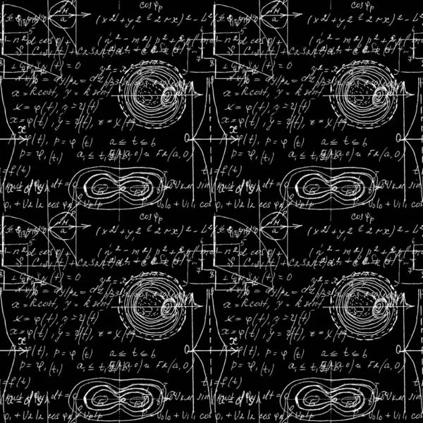 Zökkenőmentes Végtelen Minta Háttér Kézzel Írott Matematikai Képletek Matematikai Kapcsolat — Stock Vector