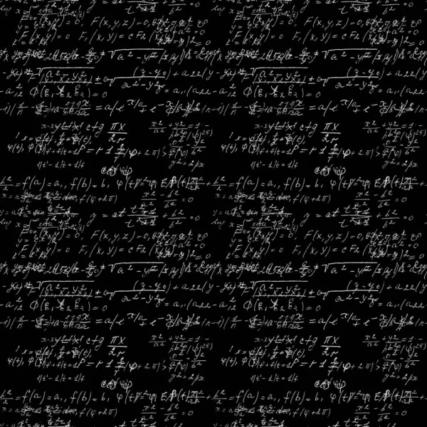 Seamless Math Black Board Handwritten Mathematical Physics Formulas Proves Vector — Stock Vector