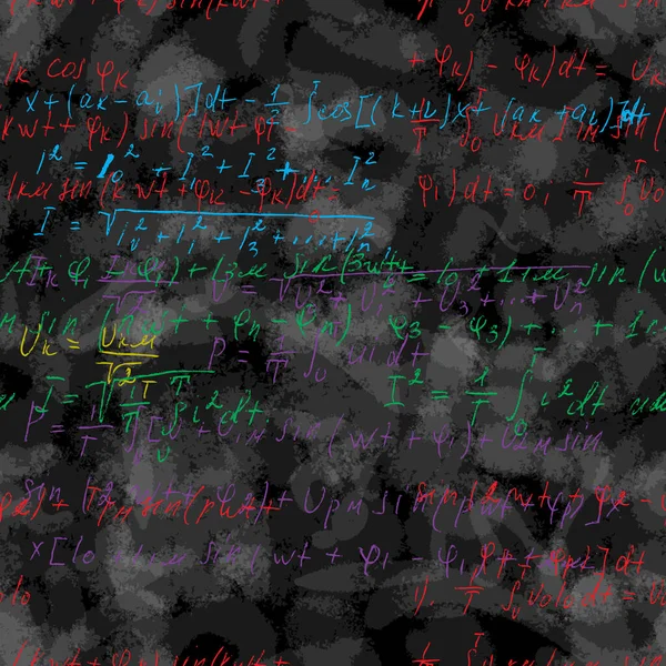 Płynna Matematyczna Czarna Plansza Ręcznie Pisanymi Formułami Matematycznymi Fizycznymi Wektor — Wektor stockowy