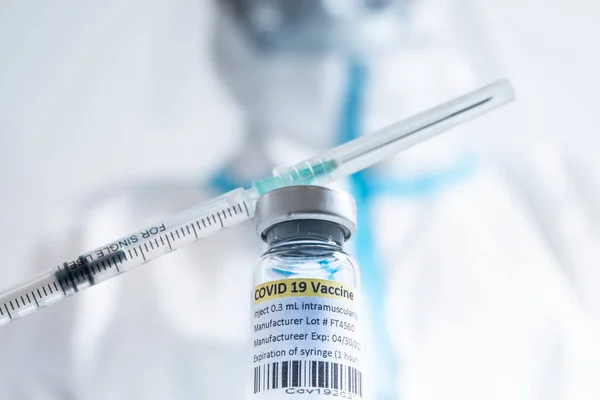 Vaccine Флакон Шприц Містить Covid Готовий Керувати Пострілом Медичні Дослідження — стокове фото