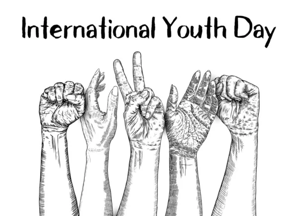 Diseño Del Día Internacional Juventud Celebración Anual Del Agosto Concepto — Vector de stock