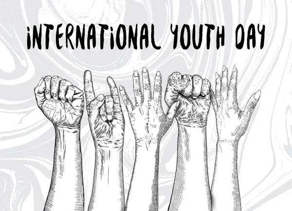 Concept Journée Amitié Journée Internationale Jeunesse Célébration Aij Août Vecteur — Image vectorielle
