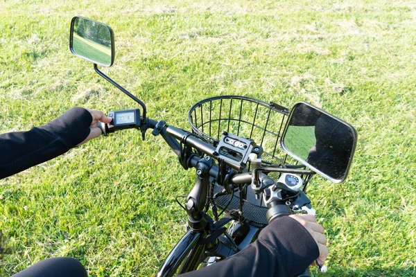 Elektrische Fiets Bike Fiets Aanzetten Druk Een Knop Het Bedieningspaneel — Stockfoto