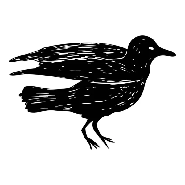 Pájaro Las Gaviotas Dibujo Del Tatuaje Marinero Náutico Golpe Negro — Archivo Imágenes Vectoriales