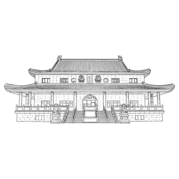 Templo Chino Monasterio Budista Casa Culto Tradicional China Edificio Religioso — Vector de stock