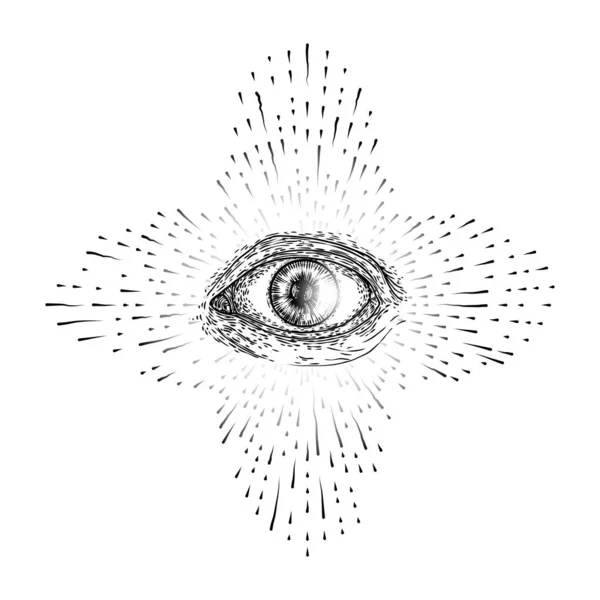 Todos Viendo Variación Elementos Del Ojo Símbolo Alquimia Religión Espiritualidad — Vector de stock