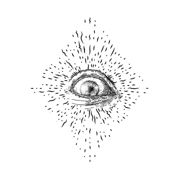 Todos Viendo Variación Elementos Del Ojo Símbolo Alquimia Religión Espiritualidad — Vector de stock