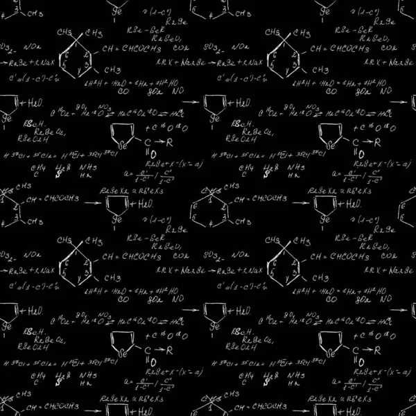 Garabatos Química Sin Fisuras Pizarra Escuela Patrón Fórmulas Pizarra Concepto — Archivo Imágenes Vectoriales