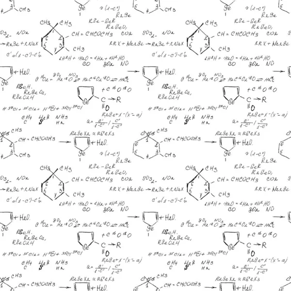 Handtekening Chemie Patroon Witte Achtergrond Terug Naar School Naadloos Patroon — Stockvector