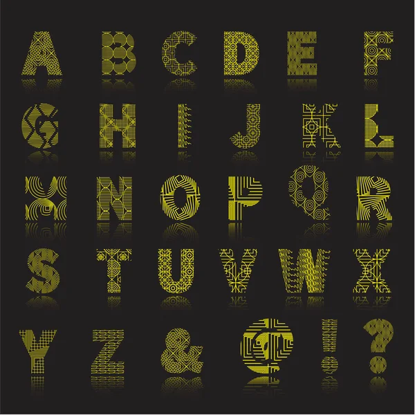 Alphabet avec motif géométrique — Image vectorielle