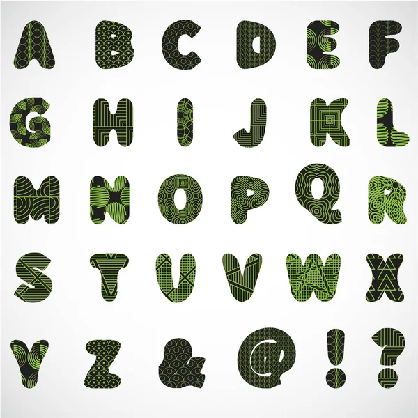 Alphabet avec motif géométrique — Image vectorielle