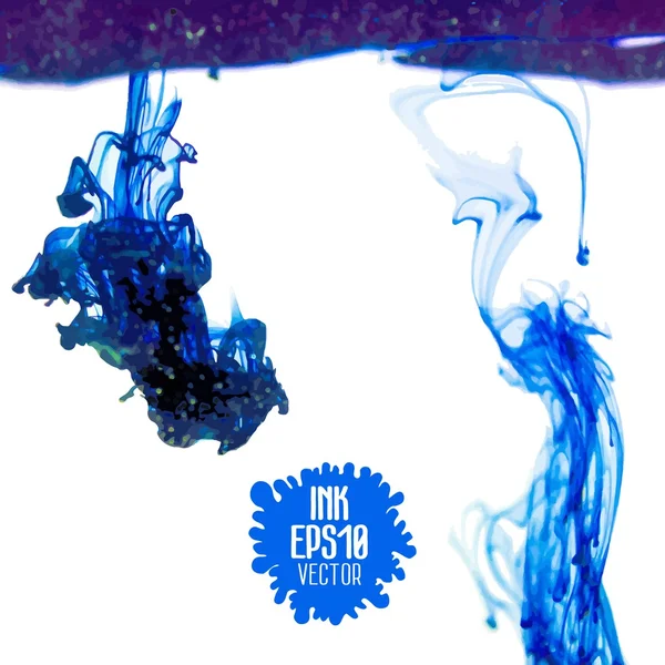 Nuage d'encre bleue tourbillonnant dans l'eau — Image vectorielle