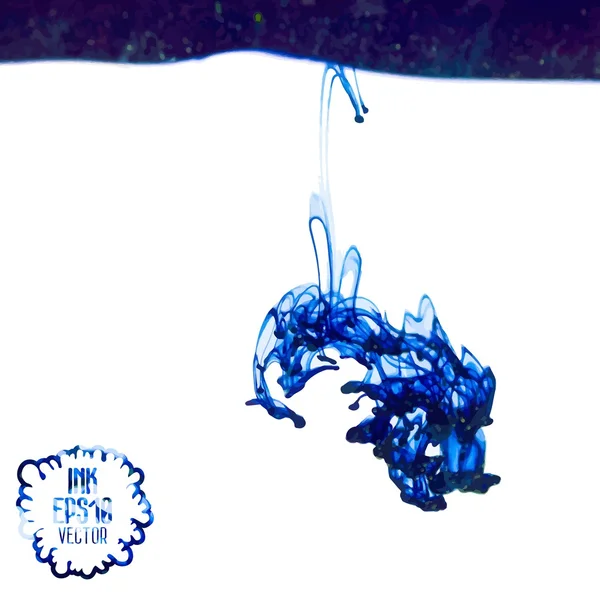 Blue ink cloud swirling in water — Stock Vector
