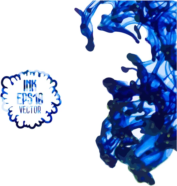 Blue ink cloud swirling in water — Stock Vector