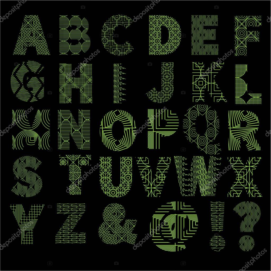 Alphabet with geometrical pattern Stock Vector by ©goldenshrimp 60767525