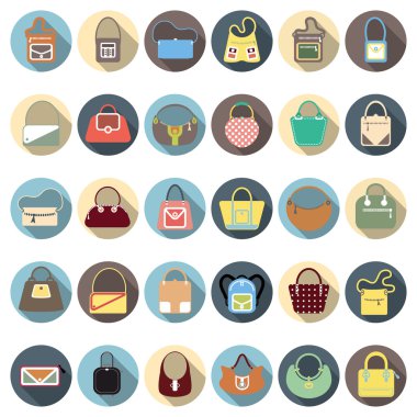 Çanta düz Icon set