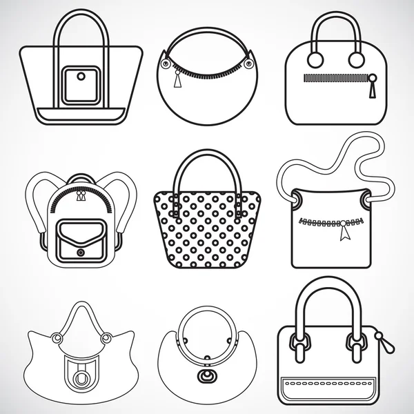 Iconos bolsos femeninos — Vector de stock