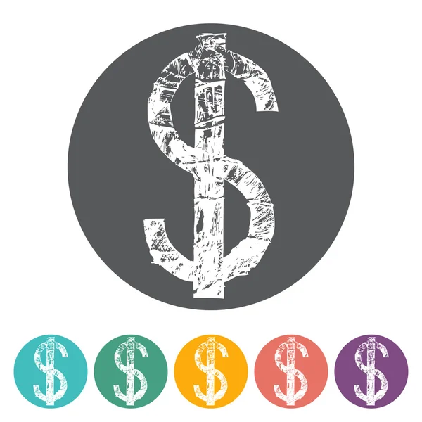 Dollar platte pictogrammenset — Stockvector