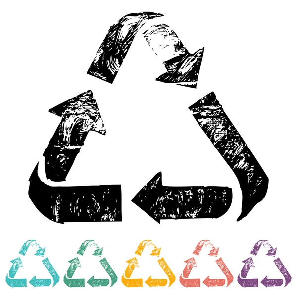 Recycler signe icônes plates — Image vectorielle