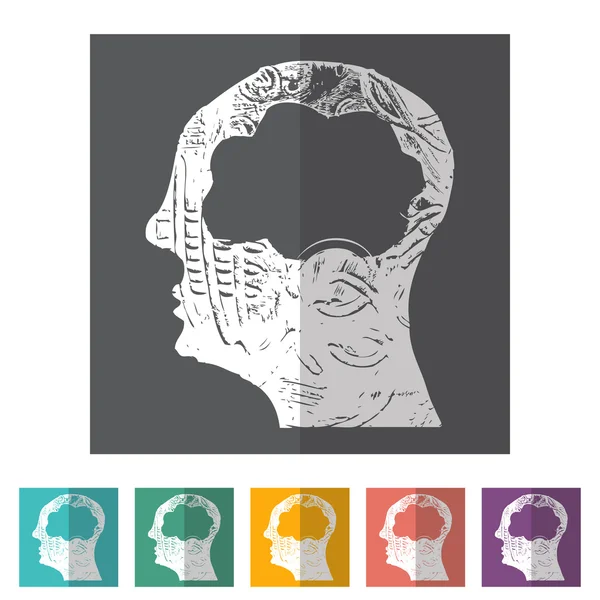Icone della testa cerebrale — Vettoriale Stock