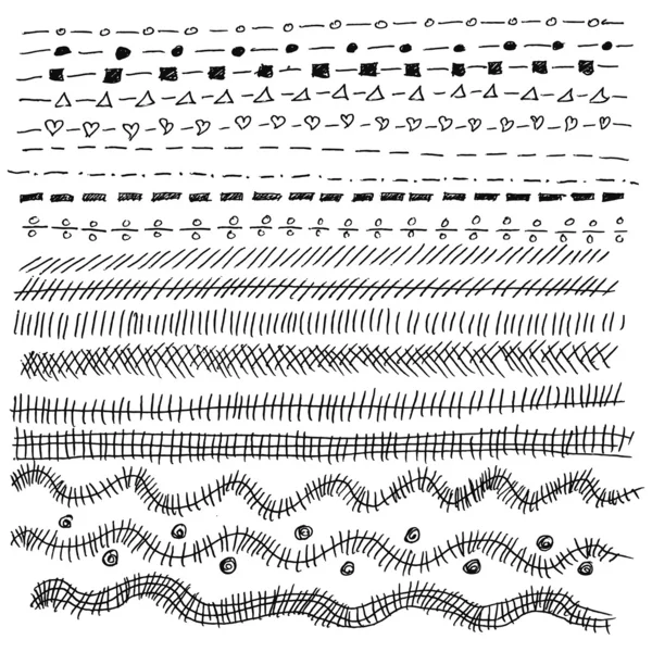 Hand-drawn line border set — Stock Vector