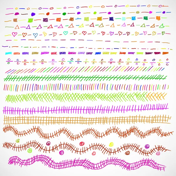 Hand-drawn line border set — Stock Vector