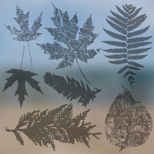 Leaf silhuetter samling — Stock vektor