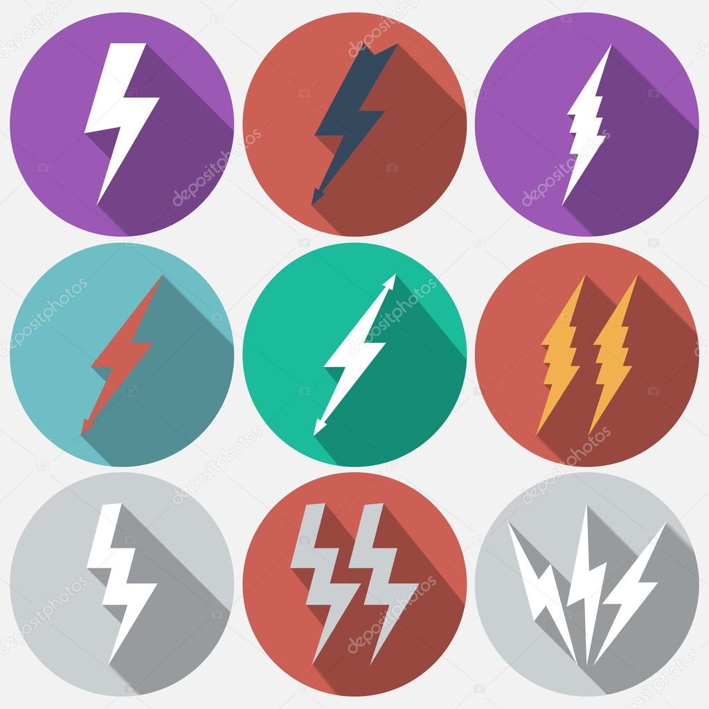 Thunder lightning  icons set i