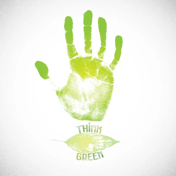 Зелена рука з зеленим листом — стоковий вектор