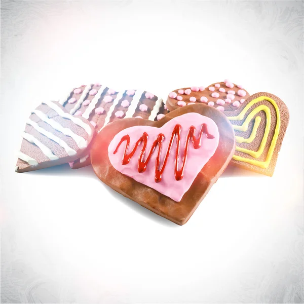 Biscotti al cioccolato di San Valentino a forma di cuore — Vettoriale Stock
