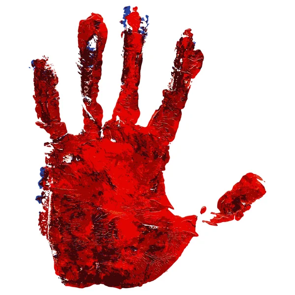 Red Grunge Handprint — Stock Vector