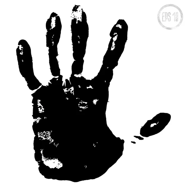 Impresión negra de la mano — Vector de stock