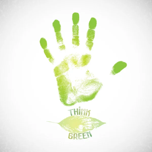 Πράσινο χέρι με πράσινο φύλλο — Διανυσματικό Αρχείο
